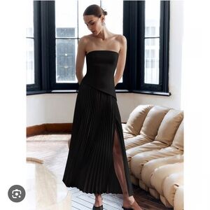 Commense Black Strapless Midi Dress